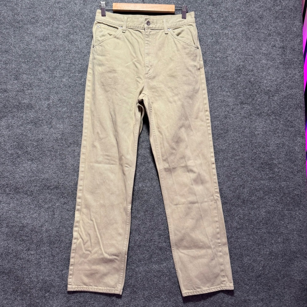Uniqlo‎ Jeans U Lemaire Mens 27x32 Khaki Beige Cotton Straight Leg 5-Pocket